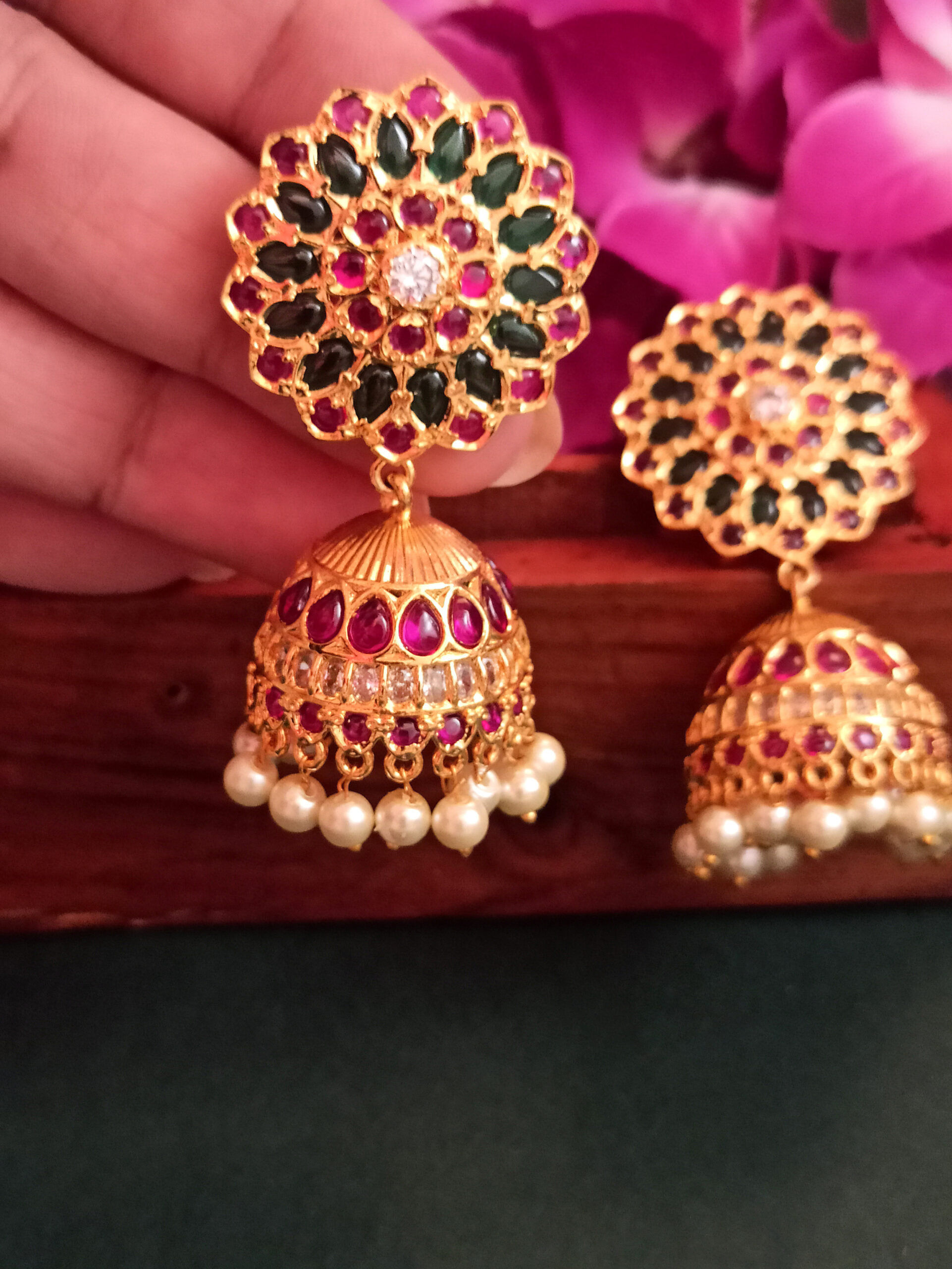 Kempu jhumkas on sale