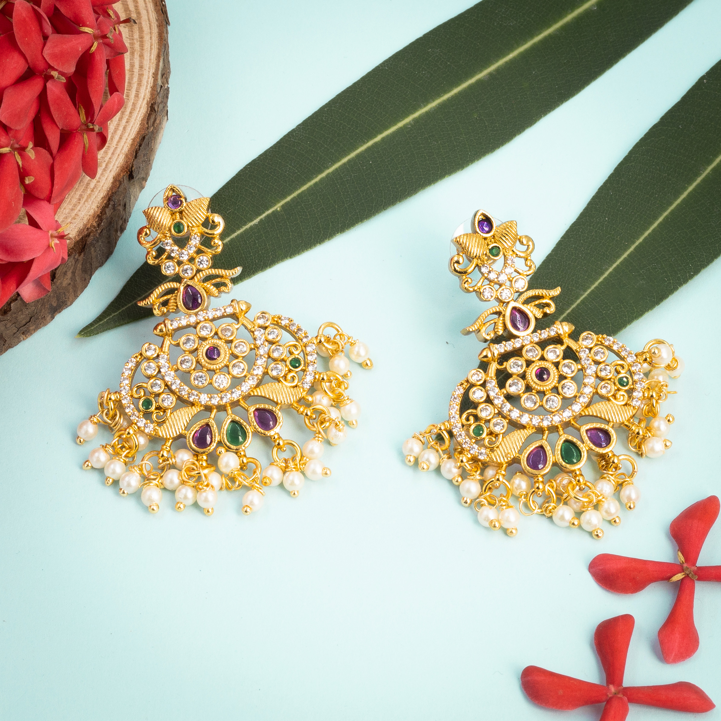 Abhi Jewellery Traditional Gold Plated Chandbali Earrings for Women and  Girls